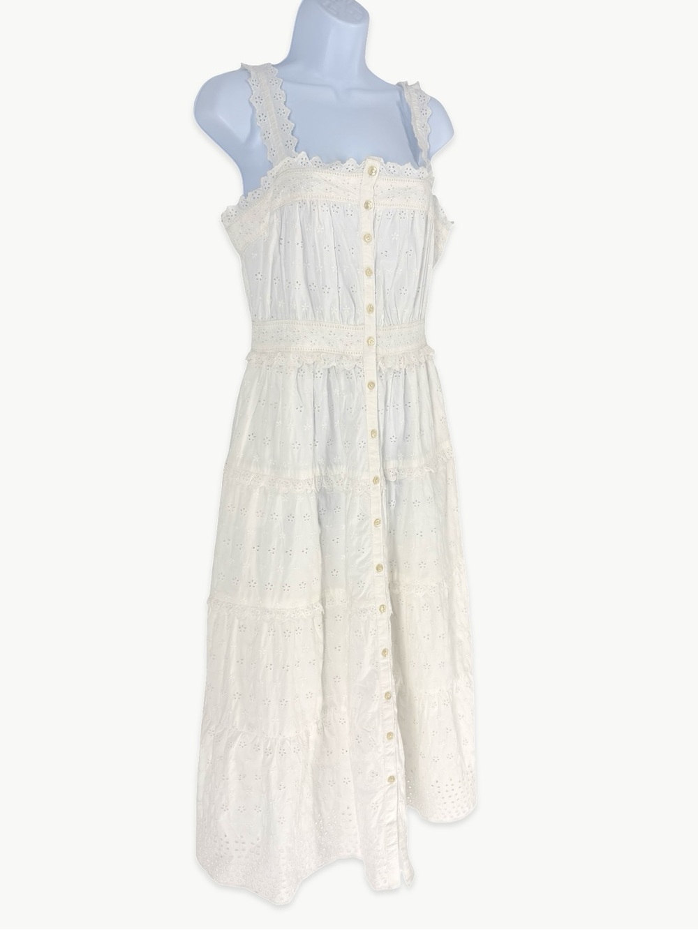 Gap × DÔEN Eyelet Midi Dress Size Small White Cottagecore Prairie Romantic NWT - Picture 11 of 15